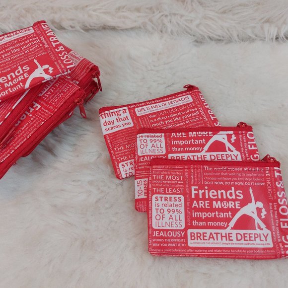 Lululemon Red Slogan Zipper Closure Coin/Card Holder Pouch - Picture 2 of 9